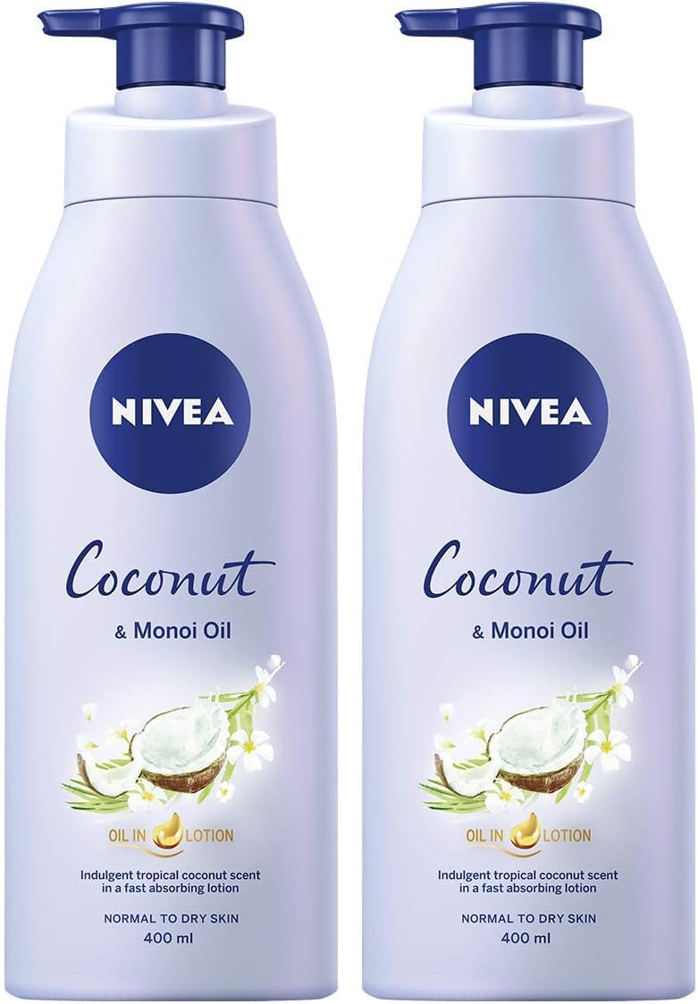 NIVEA Coconut & Monoi Oil In Lotion 400ml Replenishing Body Lotion Pack of 2