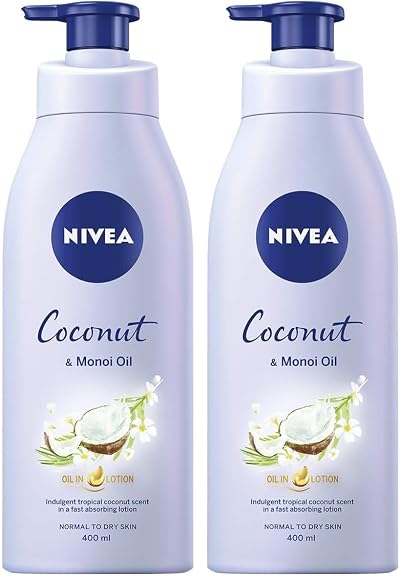 NIVEA Coconut & Monoi Oil In Lotion 400ml Replenishing Body Lotion Pack of 2