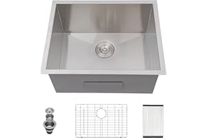 Kichae 23 Laundry Sink Undermount - 23x18 Inch Undermount Utility Sink Stainless Steel 13" Deep Single Bowl Under Counter Laundry Utility Room Handmade Basin