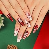 Christmas Press on Nails Coffin Medium Fake Nails