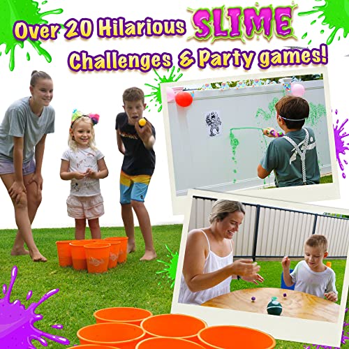 SLIMAGEDDON! Over 20 Funny Slime Challenges. Slime Blasters, Buckets, Balloons, Dice, Balls & Powder! Outdoor Family Fun. Birthday Party Games for Kids & Teens!