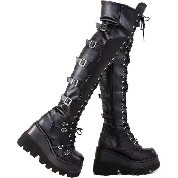Amazon.com: XYKHUI Womens Gothic Punk Platform Boots Chunky Wedge