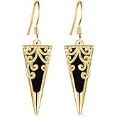 Black Onyx Earrings S925 Sterling Silver Gold Black Onyx Dangle Earrings Black Onyx Jewelry Gifts for Women