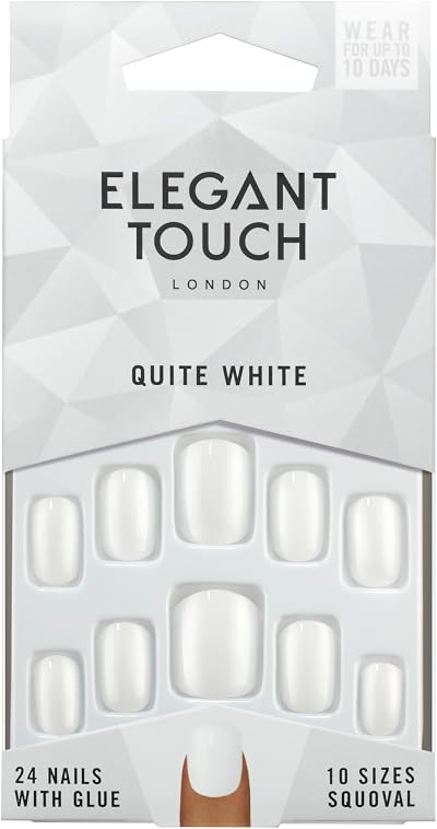 Elegant Touch Quite White Core Colour Nails Squoval Glossy Finish