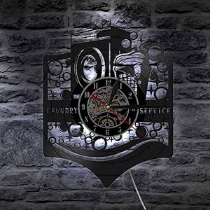 TPFEI Servicio de lavandería Retro Disco de Vinilo Reloj de Pared