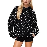 DSORVICD Women Polka Dot Hoodie Oversized Long Sleeve Drop Shoulder Hooded Pullover Sweatshirt Aesthetic Y2k Hoodies