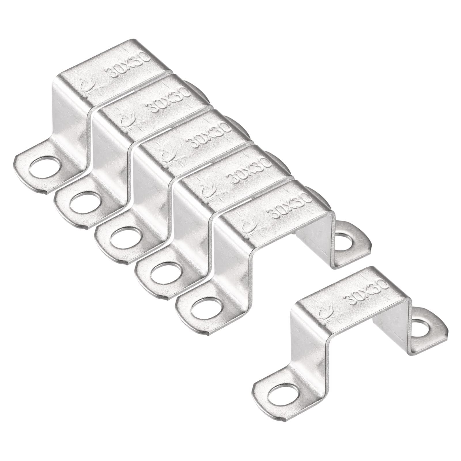 TA-VIGOR 6Pcs U Shaped Connector Bracket, 30mm x 30mm Stainless Steel Bracket Stainless Steel Pipe Clamp, Heavy Duty Conduit Clamps for Door Closed Bar Holder Strut, Pipe Tube Wire Fixing