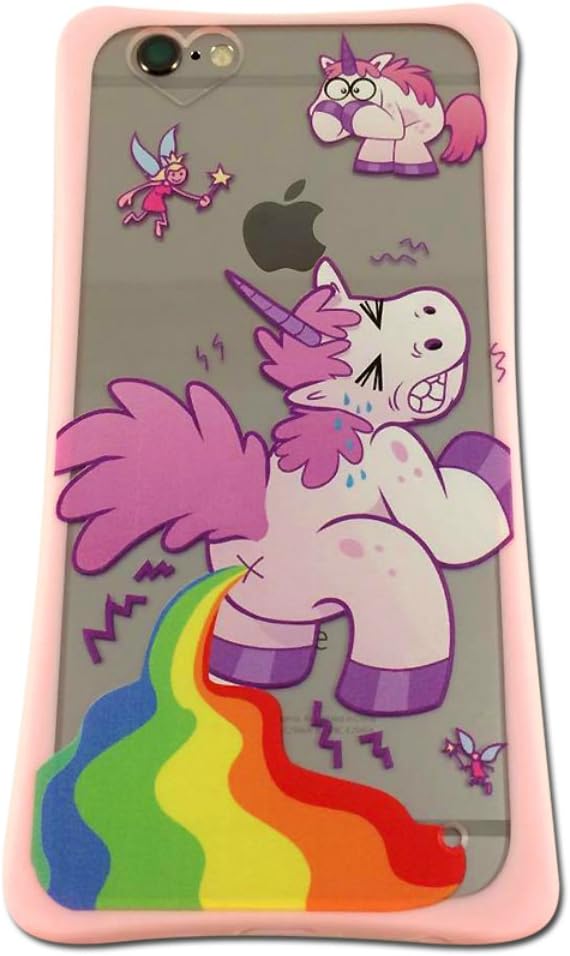 Happy Halo Unicorn Poop Phone Case for iPhone 6 and 6S - Clear Cover with Pink Bumper