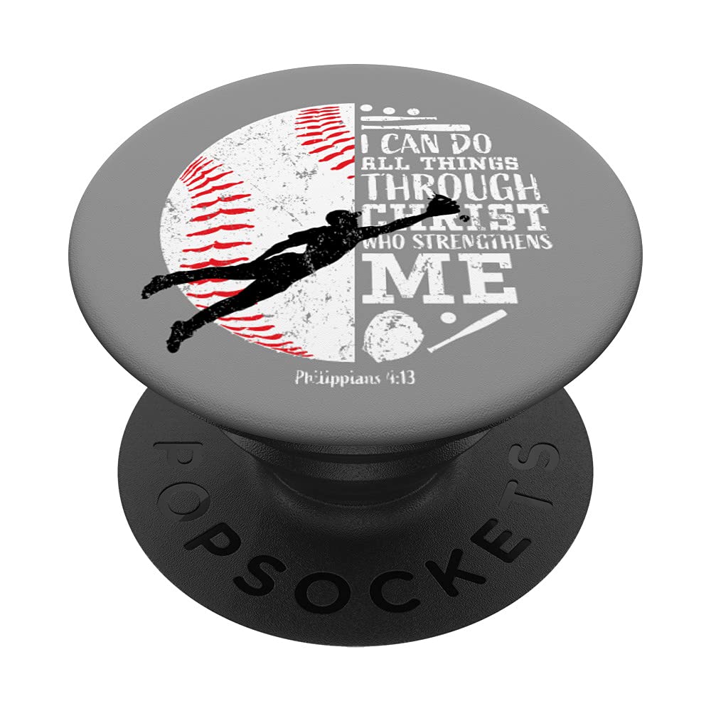 Kids Baseball Gifts Teen Boys Team Players Christian Verse PopSockets PopGrip: Swappable Grip for Phones & Tablets