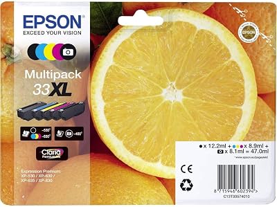 Epson 33XL Orange Multipack Claria 5-Colour Cartridges Print Yield 650