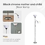 MiniSun Modern Black Brushed Chrome 2 Way Floor Lamp Mother Father Child view 2