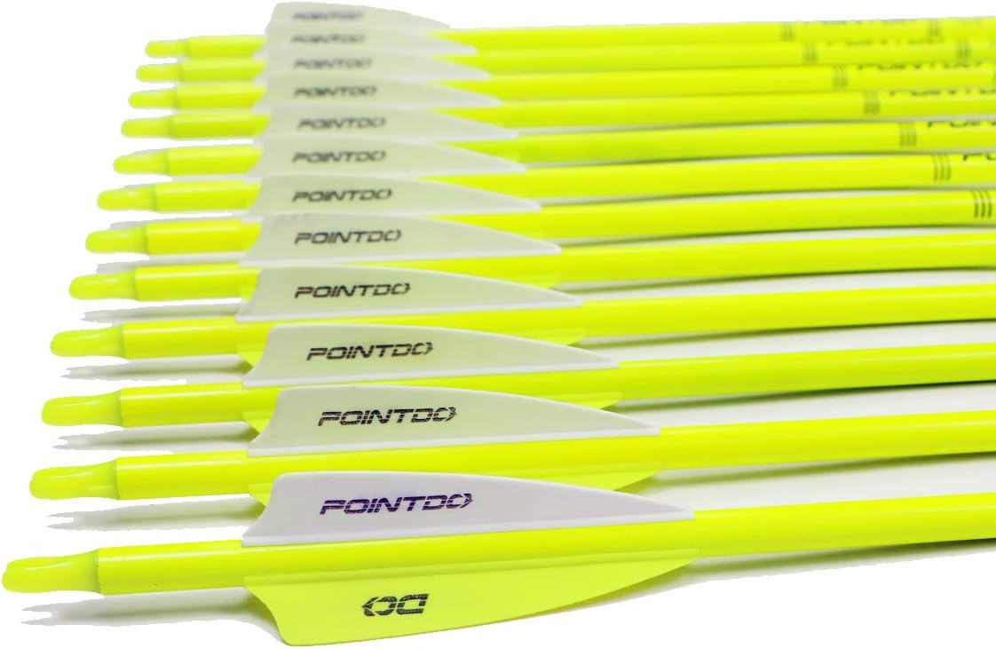 Pointdo 30inch Carbon Arrow Fluorescence Color Targeting and Hunting Practice Arrows for Compound Bow and Recurve Bow with Removable Tips (Fluorescein Yellow) : Sports & Outdoors
