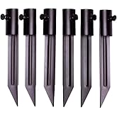 Outdoor Light Stakes for Tiki Torch Stand, 10 3/4" Stakes for Outdoor Lights, Metal Ground Spike Replacement Stakes for Flags Solar Lights & Live Flame Torches, Metal Inground Umbrella Holder, 6 Pack