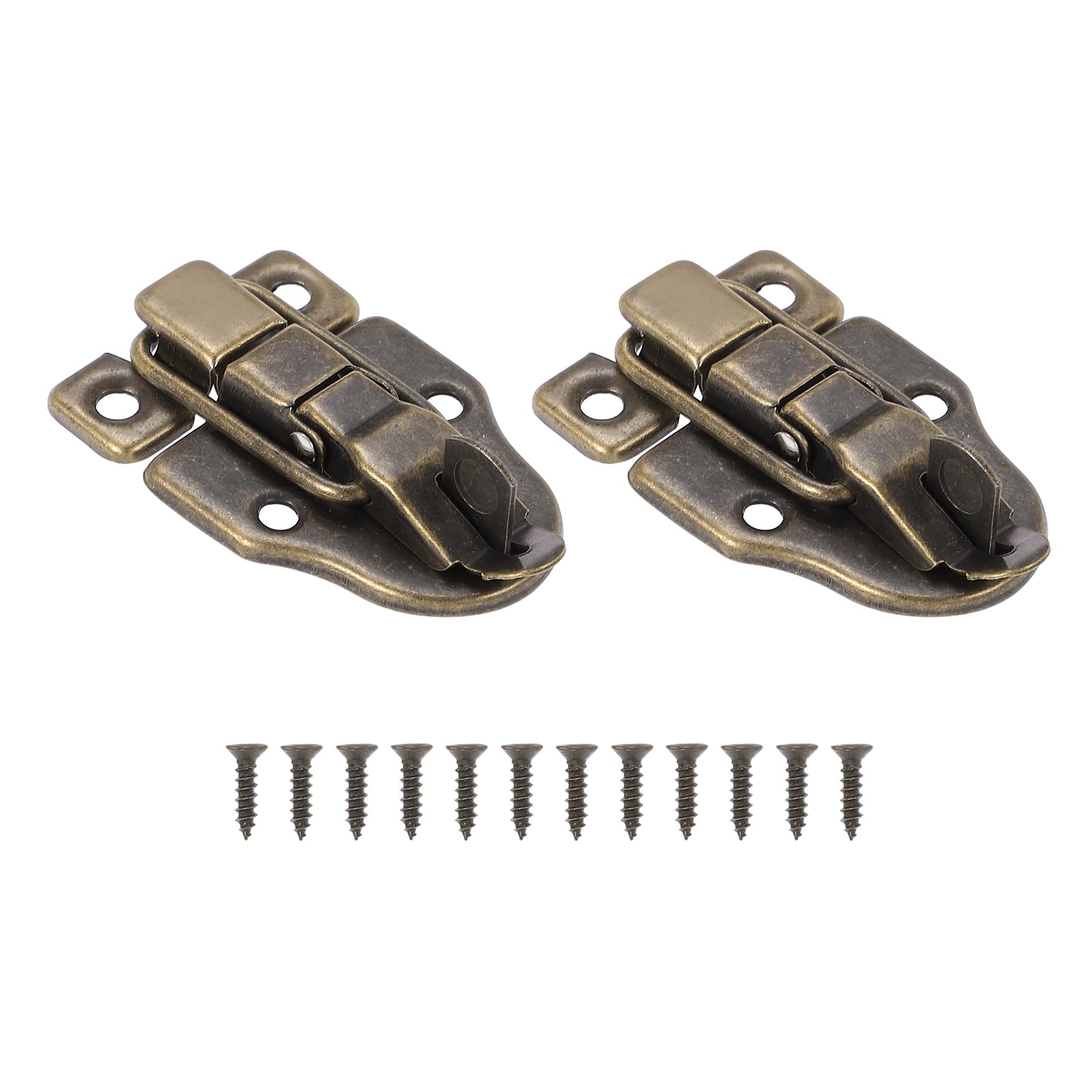 PATIKIL Small Metal Box Toggle Latch, 2 Pack Vintage Duckbilled Hasp Latch Catch with Padlock Hole & Screw for Wood Jewelry Cabinet Toolbox Ordinary Box, Bronze
