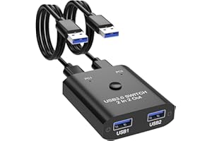 2 in 2 Out USB 3.0 Switch, USB Switcher for 2 Computers Sharing Keyboard, Mouse, Printer, USB Sharing Switcher for Windows/Ma
