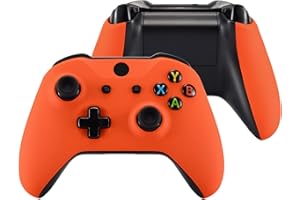 eXtremeRate Soft Touch Top Shell Front Housing Faceplate Replacement Parts with Side Rails Panel for Xbox One X S Controller (Orange)