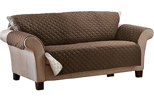 Collections Etc Reversible Quilted Furniture Protector Cover, Chocolate/Tan, Sofa