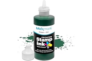 MaxMark Premium Refill Ink for self Inking Stamps and Stamp Pads, Green Color - 2 oz.