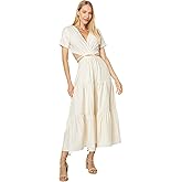 Moon River Womens Waist Cut-Out W/Self String Tiered Midi DressDress