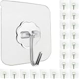 Jiaweixiang 24 Pack Heavy Duty Transparent Self Adhesive Hooks 33lb
