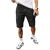 OYOANGLE Men's Elastic Drawstring Waist Cargo Shorts Summer Flap Pocket Straight Leg Shorts