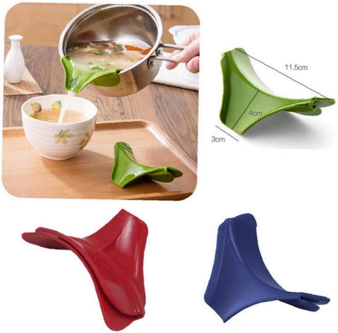 CULER Anti-spill Silicone Slip on Pour Soup Spout Funnel for Pots Pans and Bowls and Jars Kitchen Gadget