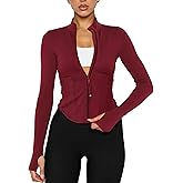 Waitfairy Workout Jackets for Woman Slim Fit Cropped Athletic Jacket Women Lightweight Zip Up Jacket for Yoga Gym Running