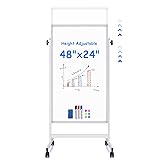 maxtek Rolling White Board, 48x24 Height Adjustable