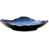 VOMANA Large Ceramic Decorative Bowl – Blue Reactive Glaze Centerpiece Bowl, Modern Coffee Table Decor Dish, Entryway Catchal