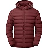 TBMPOY Men's Lightweight Puffer Jackets Detachable Hood Water-Resistant Casual Winter Coat Hooded Insulated for Travel Ski