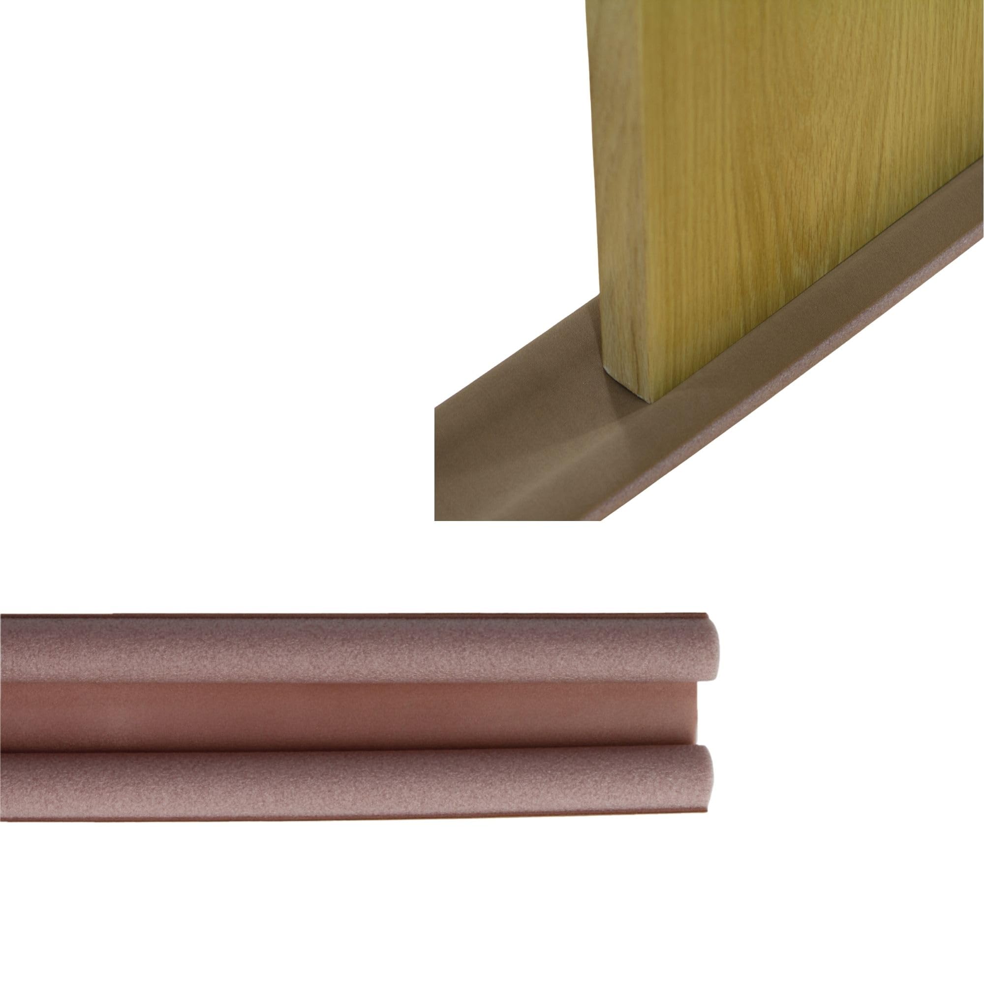 Amig - Insulating Foam Door Floor Seal Model 8 | Double Door Seal | Brown | Prevents Cold, Dust or Insects from Entering by Gaps Between Door and Floor