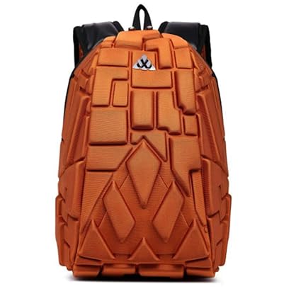 Frabble8 Hardshell 3D Blocks Waterproof Ninja Laptop Backpack Fits Upto 15.6-17 inch Laptops - 45 litres Capacity Bag (Rust)