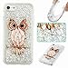 Urberry Iphone 7 Case,Running Glitter Cover, Sparkle Love Heart, Creative Design Flowing Liquid Floating Luxury Bling Glitter Sparkle Hard Case for 4.7 inch iPhone 7 with a Screen Protector (C)