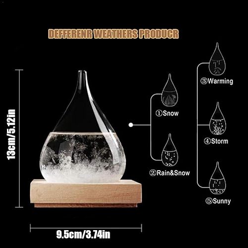 Download YakeHome Cone Shape Storm Fashion Glass Weather Forecast Weather Station Weather Forecaster Storm Glass Bottle Barometer for Home and Office Decor PDF