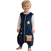 MICHLEY Toddler Sleeping Sack with Feet Newborn Infant Sleeveless Sleeping Bag 2-way Zipper Baby Wearable Blanket for Walkers,Dark Blue Owl,1-3T