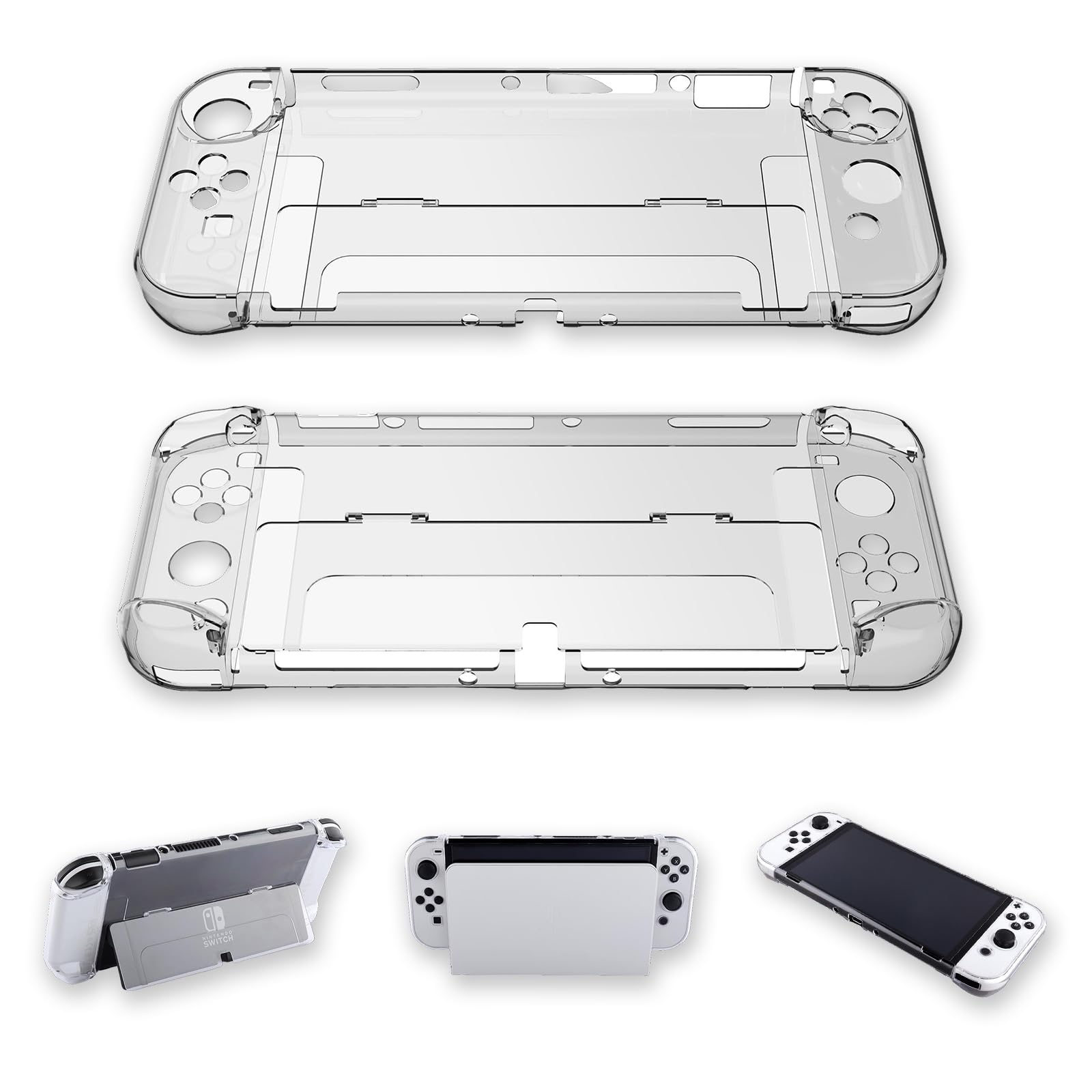 Oniartasy Transparent PC Case for Nintendo Switch OLED Edition - Shockproof Cover with Enhanced Heat Dissipation & Anti-Scratch & Ergonomic Grip & Dock-Compatible Design