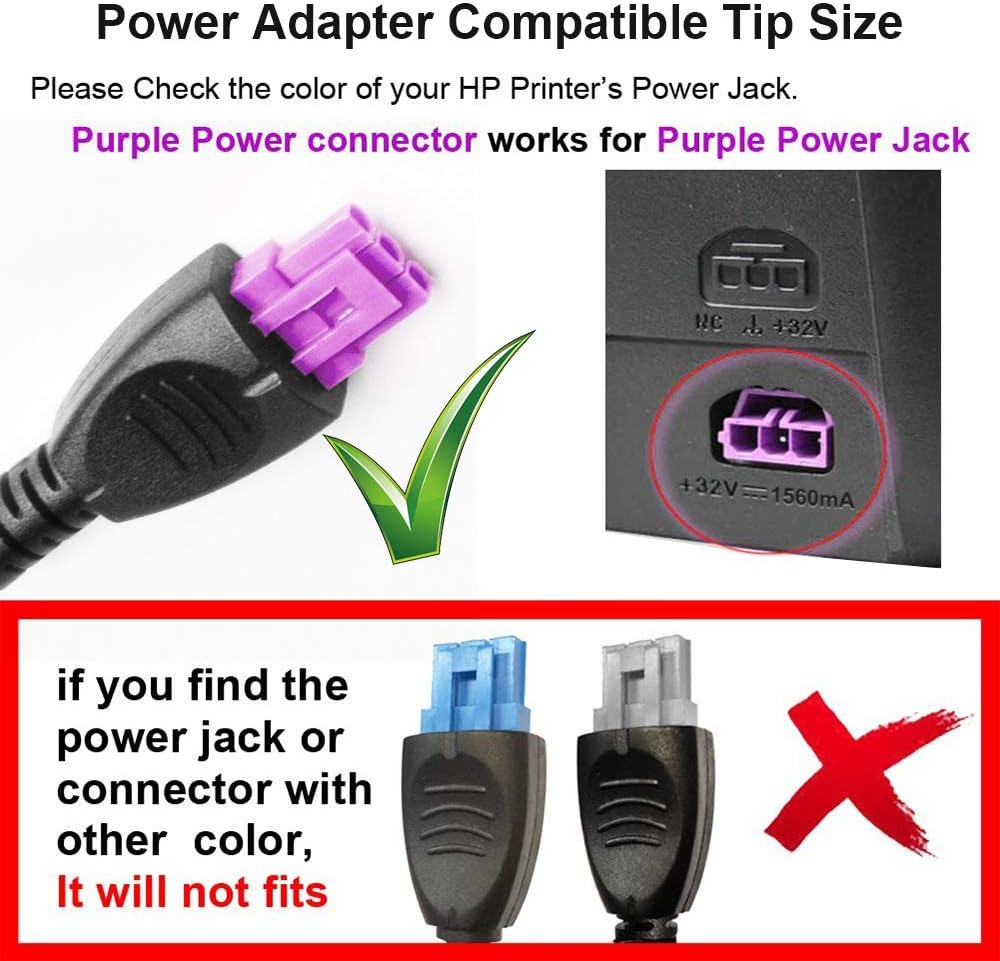 TAIFU AC Power Adapter Printer Charger 32V 1560MA For HP Deskjet 700 800 900 4180 5160 5440 5652 6500 6520 6540 6540xi 6543 6840 D1668;HP Officejet 7500A 6500A 6500 6000 4500 7500 Power Supply Cord - Image 4