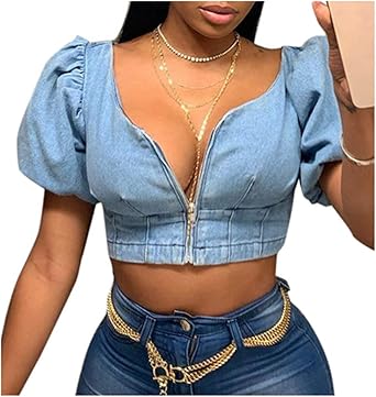cropped denim shirt
