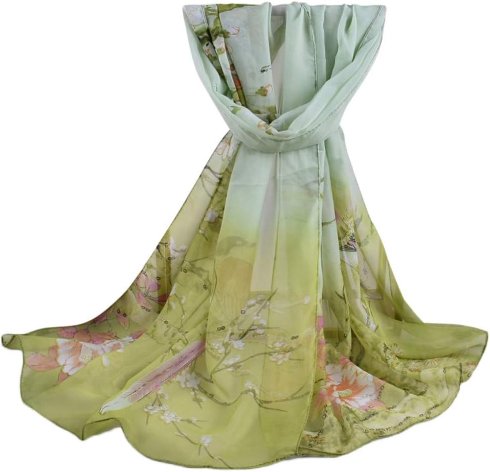 Toamen Womens Scarf Chiffon Flower Printed Soft Shawl Scarves Wrap Stole