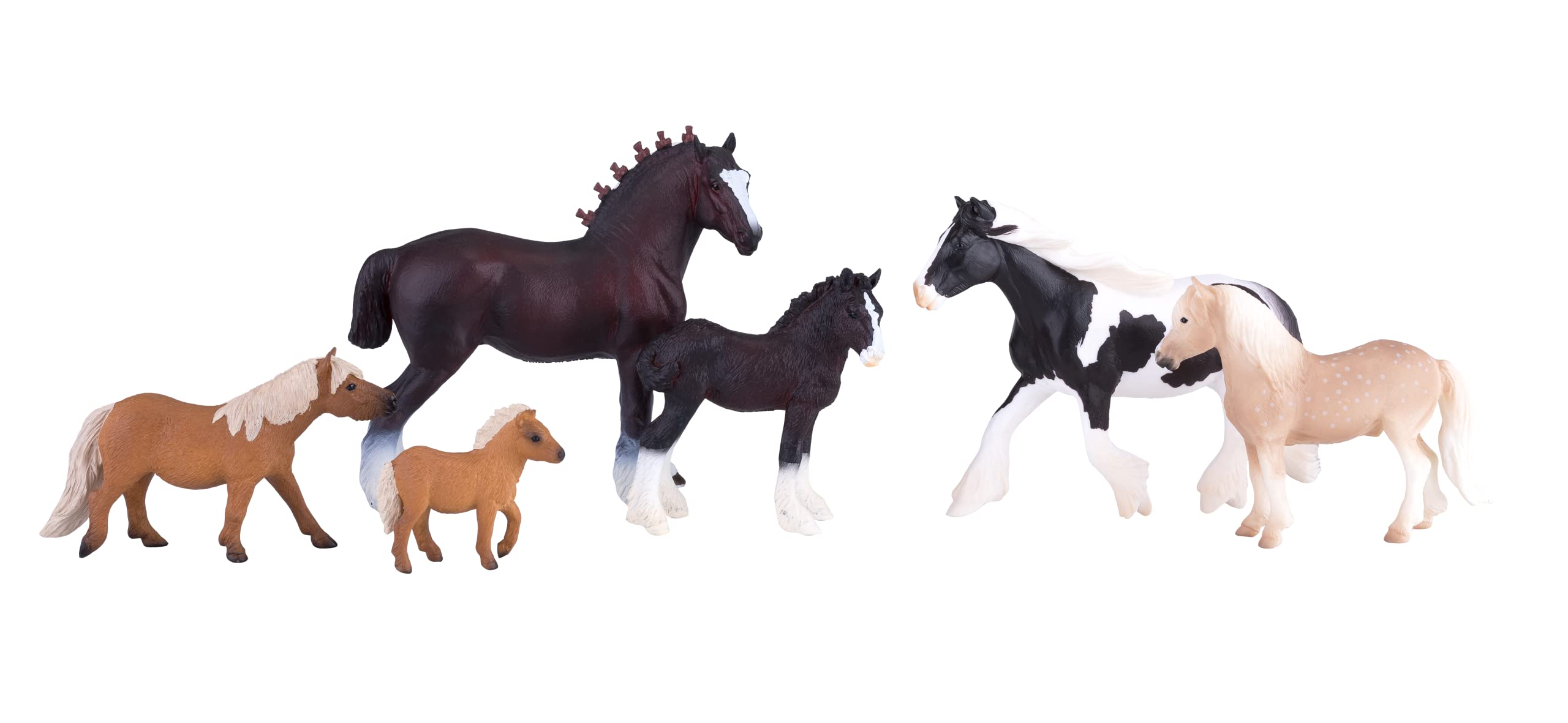 MOJO - 6pc Horses Playset | Hand-Painted Toy Figure | Horses World Collection | True to Life & Highly Detailed | Designed in UK