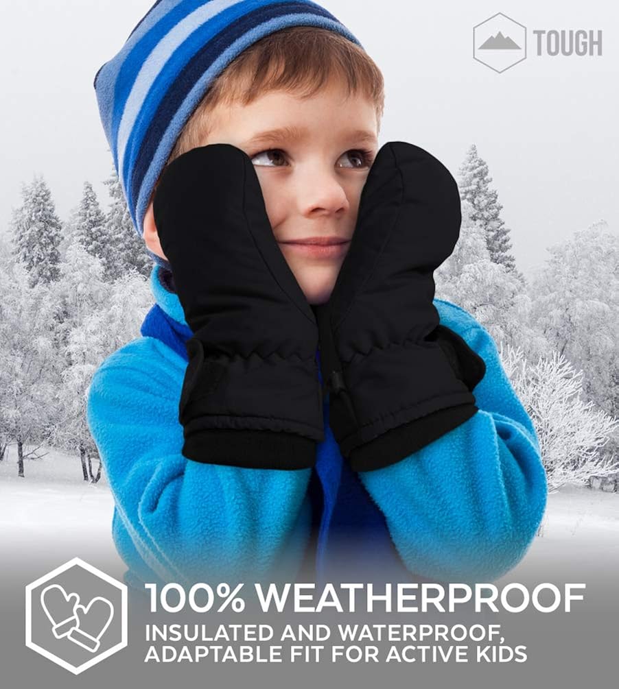 Kids Winter Mittens - Toddler Snow & Ski Mittens for Boys & Girls - Waterproof Children & Youth Mitts Gloves: Clothing
