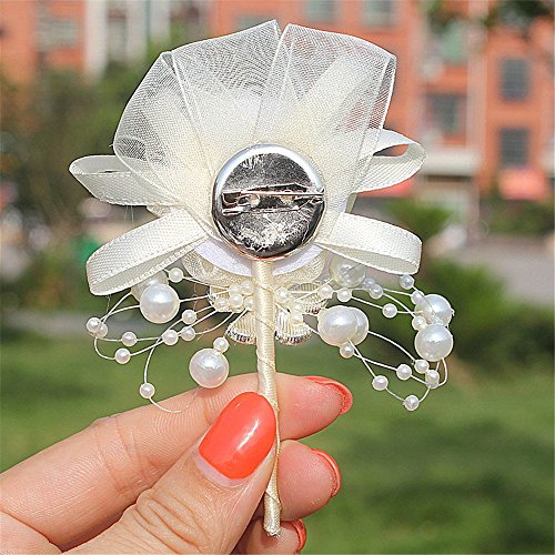 S_SSOY Boutonniere Bridegroom Groom Men's Boutonniere Groomsmen Boutineer Pin Corsage Flower for Wedding Homecoming Prom Suit Decor 1 Pcs