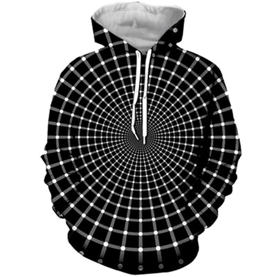 Black White Vertigo Hypnotic Printing 3D Sweatshirt Unisxe Funny Long