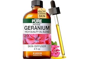 KUKKA ESSENTIAL OILS KUKKA Rose Geranium Essential Oils - 4 Fl Oz - for Hair, Skin, Diffuser, Aromatherapy & DIY Soap Making Scent