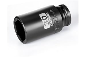 ATOOLMIC 1/2"Square Drive x 30 mm Deep Impact Socket,Metric Socket,6 Point CR-MO for Easy Removal of Axle Nut (30mm)