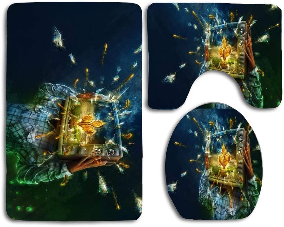 Juego de alfombrillas de baño con forma de U, antideslizantes, lavables