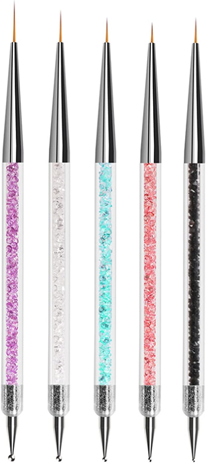 Jsdoin 5pc Nail Art Brushes Dotting Tools Pens Set for Gel Polish Pattern Design