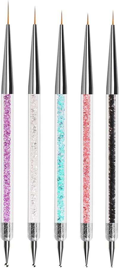 Jsdoin 5pc Nail Art Brushes Dotting Tools Pens Set for Gel Polish Pattern Design