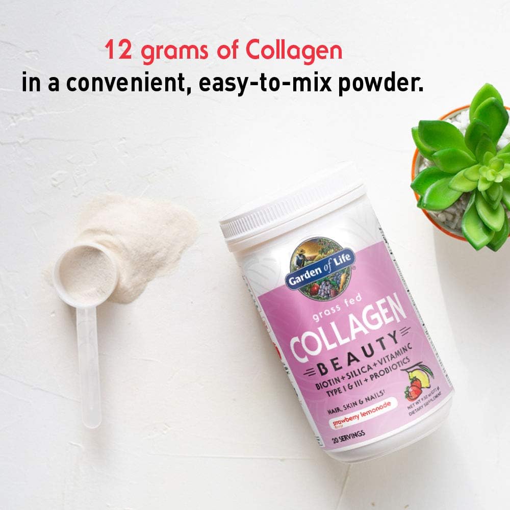 Garden of Life Grass Fed Collagen Beauty - Strawberry Lemonade, 20 Servings - Collagen Powder for Women Men Hair Skin Nails, Collagen Peptides Powder, Collagen Protein Hydrolyzed Collagen Supplements: Health & Personal Care