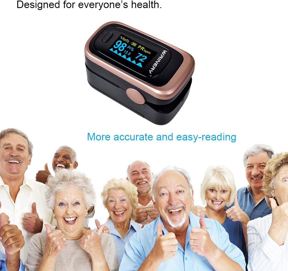 Oxygen Saturation Monitor, Pulse Oximeter Fingertip, Oxygen Monitor, O2 Saturation Monitor, OLED Portable Oximetry with Batteries, Lanyard (Rose Gold-Royal Black): Health & Personal Care